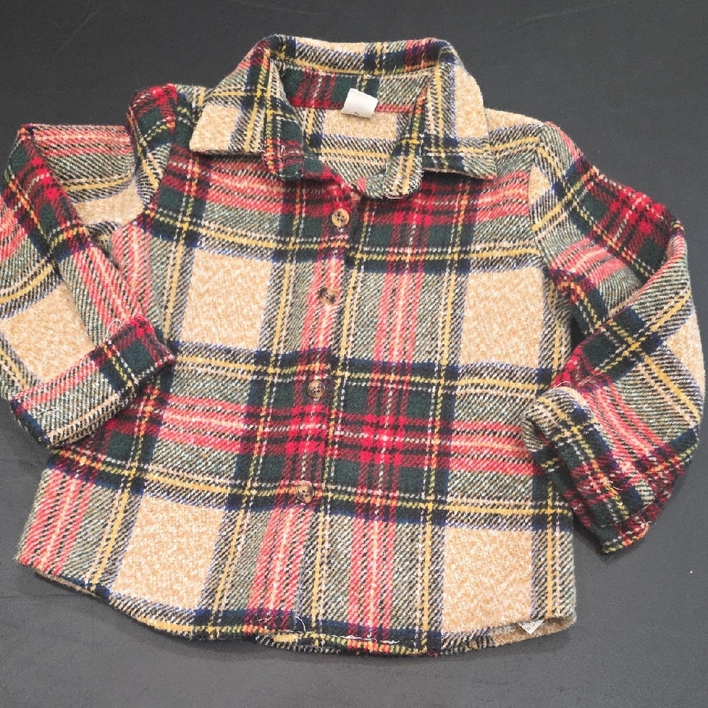 Plaid Kids Shirt - Red, Green, Tan
